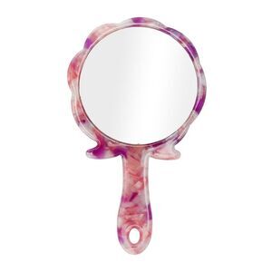 Rose Shape Handheld Mirror for Business Travel Purple Pink